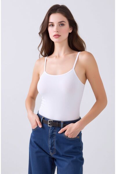 Pearlune Women's Basic Rope Strap Tank Top - 95% Cotton & 5% Elastane Flexible Daily Wear