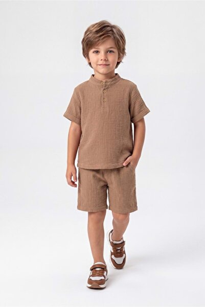 Mnk Baby&Kids Pamučna muslin tkanina, letnji ležerni set kratkih rukava sa šo...