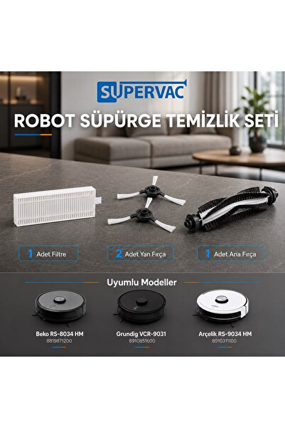 Supervac Set de accesorii pentru aspirator robot RS8034HM, VCR9031HM, RS9034H...