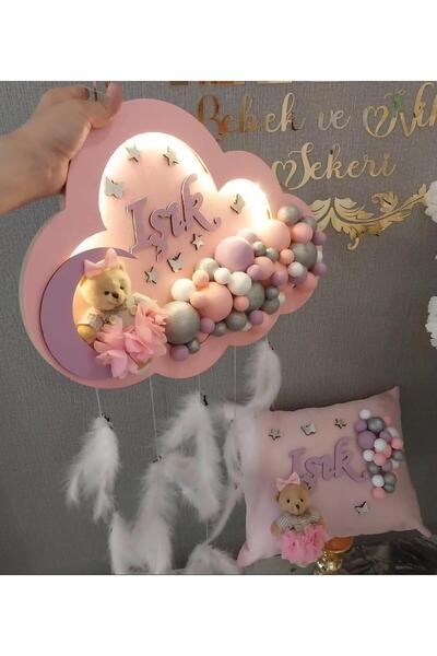 Sevil Tasarım Lila-Pembe-Beyaz Kız Bebek Ledli Bubble Bulut Kapı Süsü & Takı ...