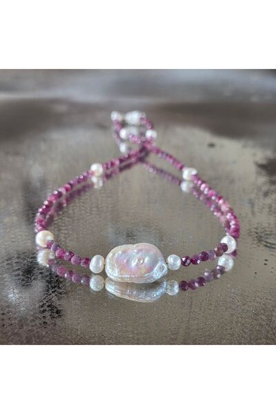 DRUZY Ruby and Pearl Necklace #24