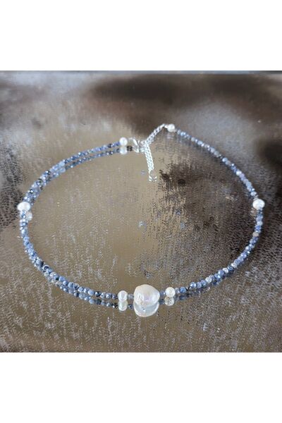 DRUZY Celestial Sapphire and Pearl Necklace #26