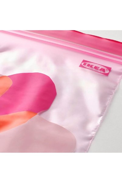 IKEA kilitlenebilir buzdolabı poşeti, pembe-turuncu, 2,5 lt ve 1,2 lt, 50 adet Kilitli Poşet