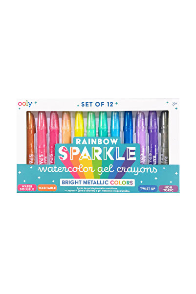 Ooly Creioane colorate cu gel acuarelă metalic, cu sclipici curcubeu - Set de 12