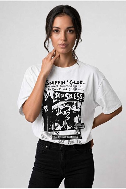 OWNME Tricou imprimat cu desene animate grunge (unisex).