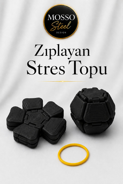 Mosso Steel Zıplayan Stres Topu Clicker Stres Topu – Lastik Mekanizmalı 3D Ba...