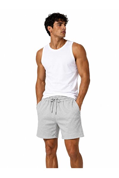 artofdress Set of 2 Men's White-Grey Sports T-Shirt and Pocketed Bermuda Shorts