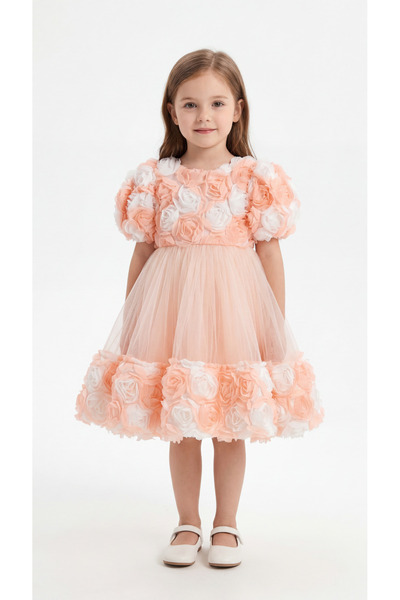 Mışıl Kids Rochie pentru fete cu aplicații de trandafiri