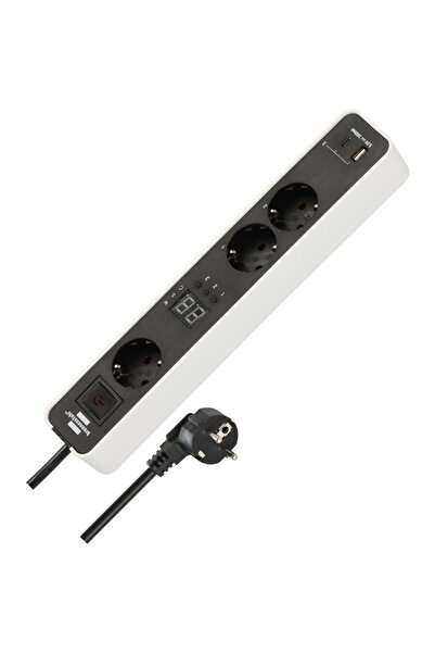 Brennenstuhl Ecolor power strip, 3 sockets, countdown, 1 USB-A, 1 USB-C, On/O...