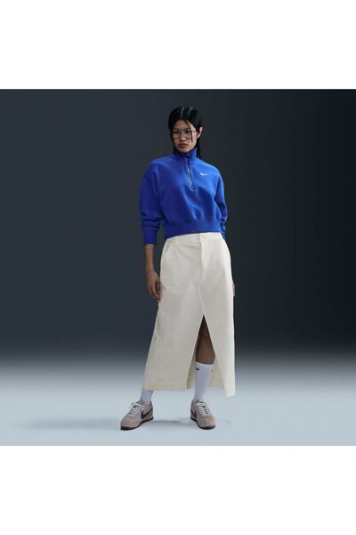 Nike Sportswear Collection Women's Twill Skirt Krem Kadın Midi Boy Etek