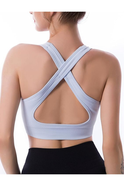 OEM Sports Bra for Women Seamless Non Wired Cross Back Sports Bra Crop Tops f...