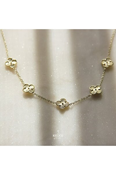 Rococo Shine Vip Çoklu Gold Yonca Kolye