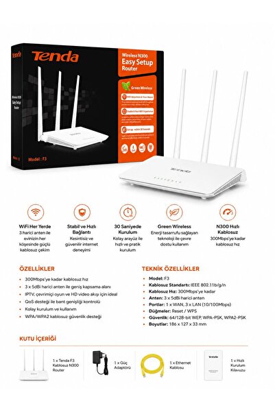 PARAY TENDA F3 WİRELESS N300