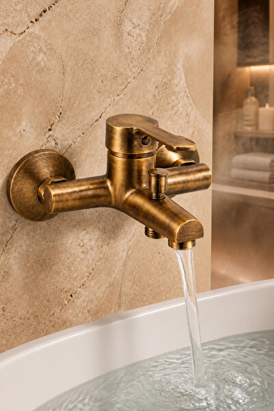 İSAOĞLU YAPI Antique Gold Bathroom Faucet Brass Material Antique Gold Bathroo...
