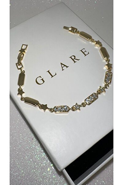 GLARE JEWELRY CO Basic Model Şimal Star Detailed Zircon Stone Stainless Steel...