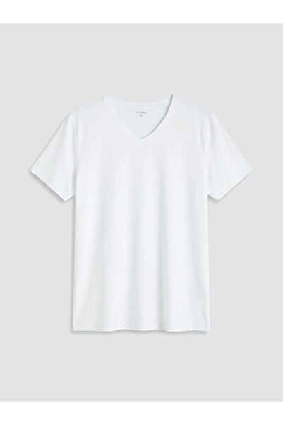 LC Waikiki White V-Neck Combed Cotton Men's T-Shirt from Güli̇s Gi̇yi̇m