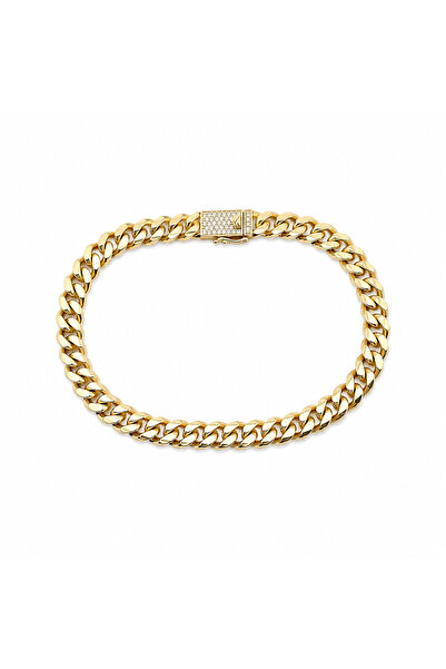 OEM Cuban Gold Unisex Bracelet 70 mm with Ice Out Closure – Gold-Blown, Water...