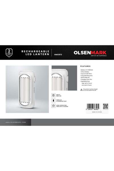 Olsenmark Rechargeable LED Lantern OME2872 | 48 SMD LEDs, 3.7V 1500mAh Batter...