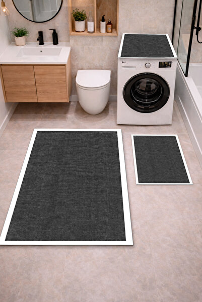 Getcarpet Set de 3 covorașe de baie cu bază anti-alunecare și imprimeu digita...