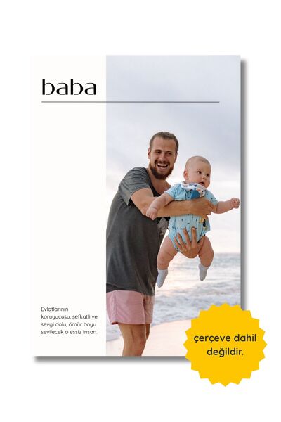 fuart.co Babalara Özel Kişiye Özel Poster, Tek Fotoğraflı Babalar Günü Poster...