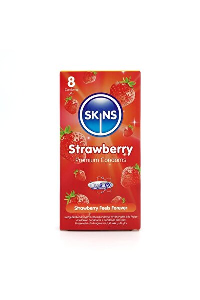 Skins واقي ذكري بنكهة الفراولة من سكينز - 8قطعة