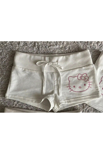 Gofeel Meowl Hello Kitty Pembe Taş Baskılı Mini Şort