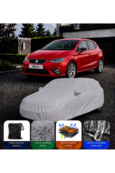 COCEM Seat Ibiza Premium Araç Brandası Su Geçirmez UV Korumalı Tam Koruma Gri...