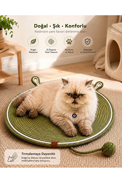 cdk Hobby Premium El Örgüsü Kedi Tırmalama Matı Oyuncak Toplu Konforlu Kedi Y...
