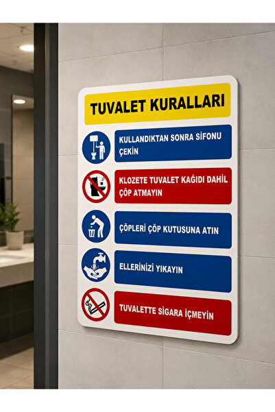 ünalgrup Tuvalet Kuralları Uyarı ve Yönlendirme Levhası 25x35 cm Dekota PVC U...