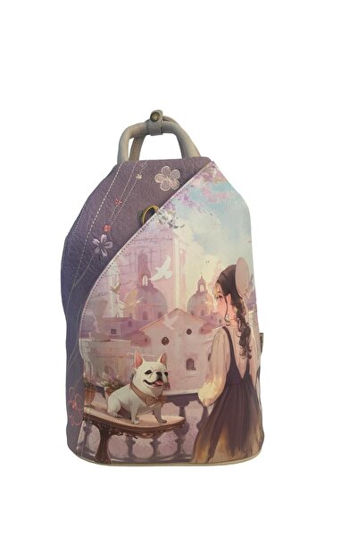Sweet Candy Anti-theft Backpack for Women with Doll, Zippered Straps and Exte...
