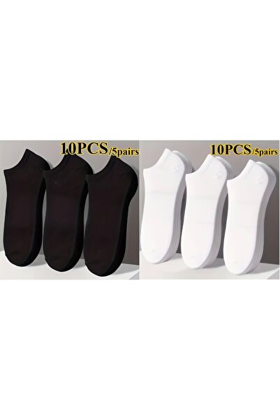dehaine Set of 10 unisex socks for women and men, white socks, black socks, C...