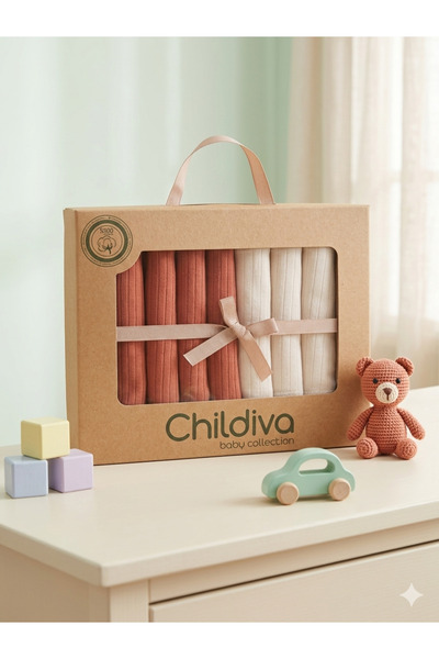 Childiva Özel Seri 7'li %100 Pamuklu Bebek Ağız Silme Mendili