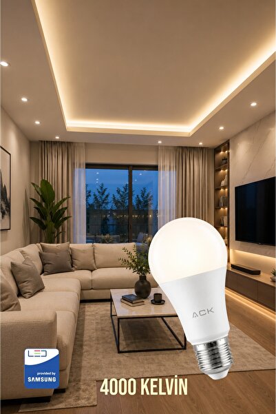 Aryes ACK 9W LED Ampul 4000 Kelvin Gün Işığı E27 880 Lümen Tasarruflu