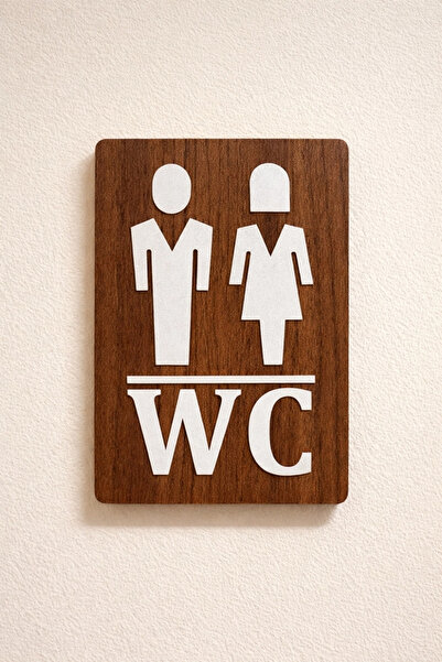 Kutaydan Women's and Men's Wc Direction Sign - Walnut
