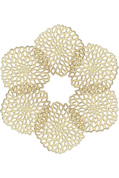 BPA Silk Route - Coasters, Gold Flowers Hollow PVC Coaster Cup Mats Ornament ...