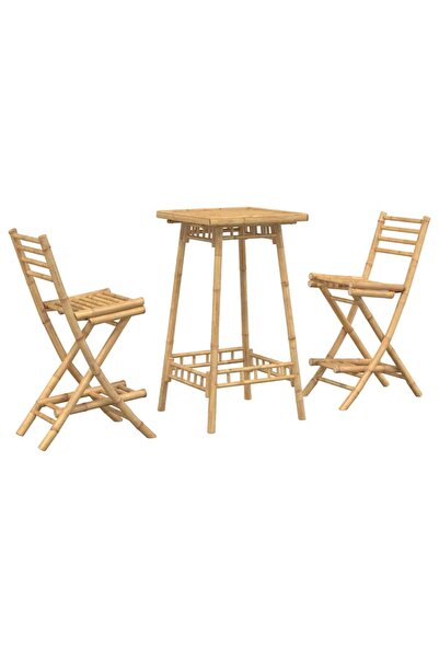 vidaxl Set bar de exterior 3 piese pliabil din bambus