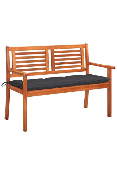 vidaxl 2-seater garden bench, with Pillow, 120 cm, solid eucalyptus wood