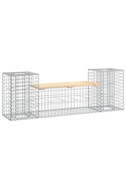 vidaxl Bancă de grădină cu gabion, 183x41x60,5 cm, lemn masiv pin