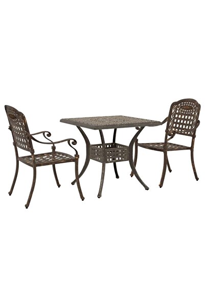 vidaxl Set masă de grădină 3 pcs Bronz Aluminiu turnat