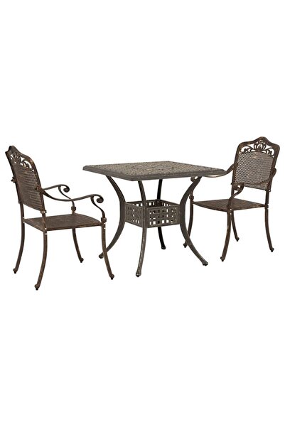 vidaxl Set masă de grădină 3 pcs Bronz Aluminiu turnat
