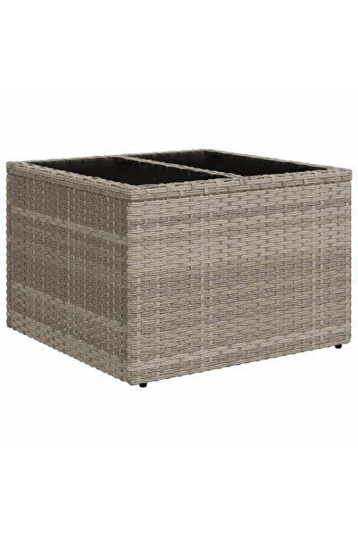 vidaxl Garden table with glass top, light grey, 55x55x37 cm polyrattan