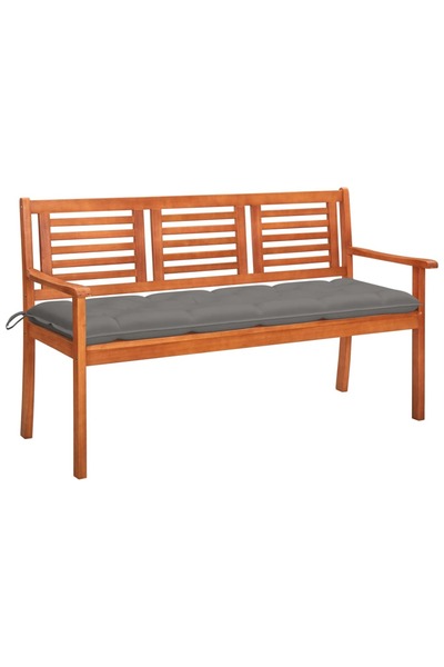 vidaxl Bancă grădină 3 locuri, cu pernă, 150 cm, lemn masiv eucalipt