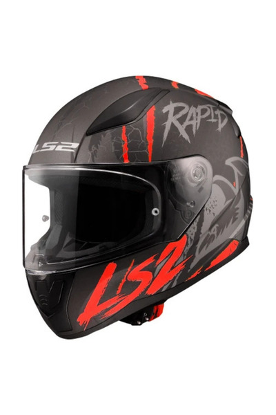 LS2 KAPALI KASK RAPID 2 RAVEN MAT SİYAH BEYAZ KIRMIZI ORJİNAL L
