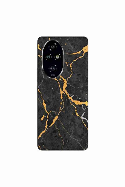 OEM Husa compatibila cu Honor 200 Pro Silicon Gel Tpu Model Noir Gold Marble