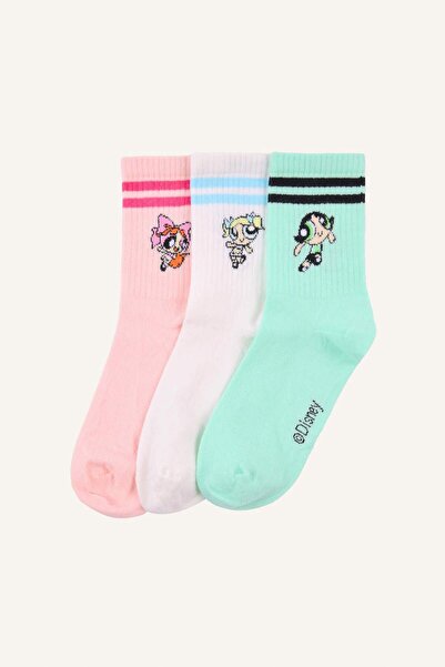DeFacto Women's Powerpuff Girls 3-Pack Cotton Long Socks H2235Axns