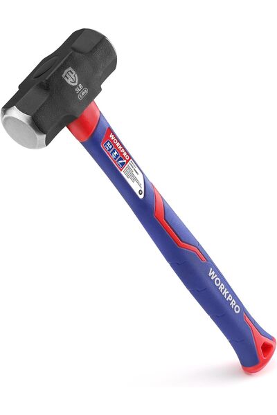 Workpro Club Hammer with Fibreglass Handle, Forged Steel Head Non-Slip Ergono...