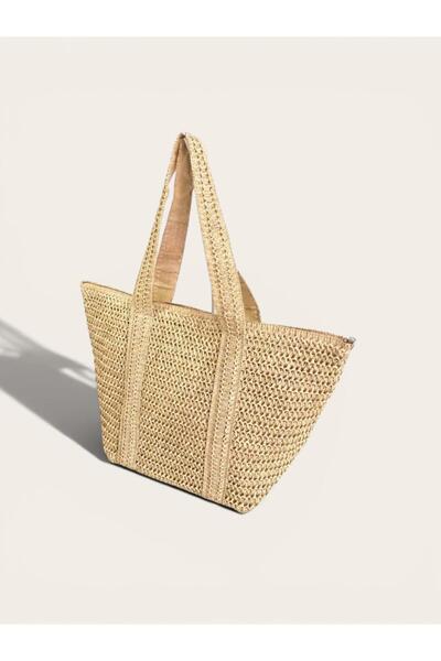bag Women's New Season Straw Large Size Zipper Closure Beach Summer Shoulder Bag