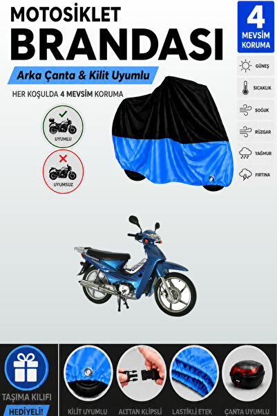 Cemku Double Black Top - Blue Bottom, Rear Bag Compatible Kuba Kh100 Motorcyc...