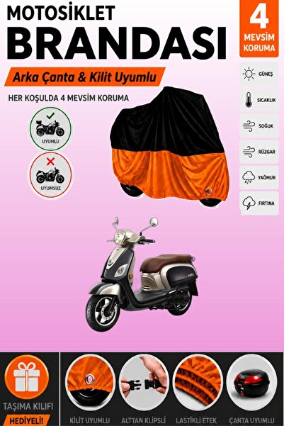 Cemku Double Black Top - Orange Bottom, Rear Bag Compatible Sym Fiddle Iii 12...