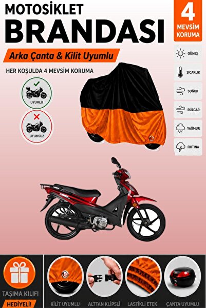 Cemku Double Black Top - Orange Bottom, Rear Bag Compatible Kuba Rainbow Moto...